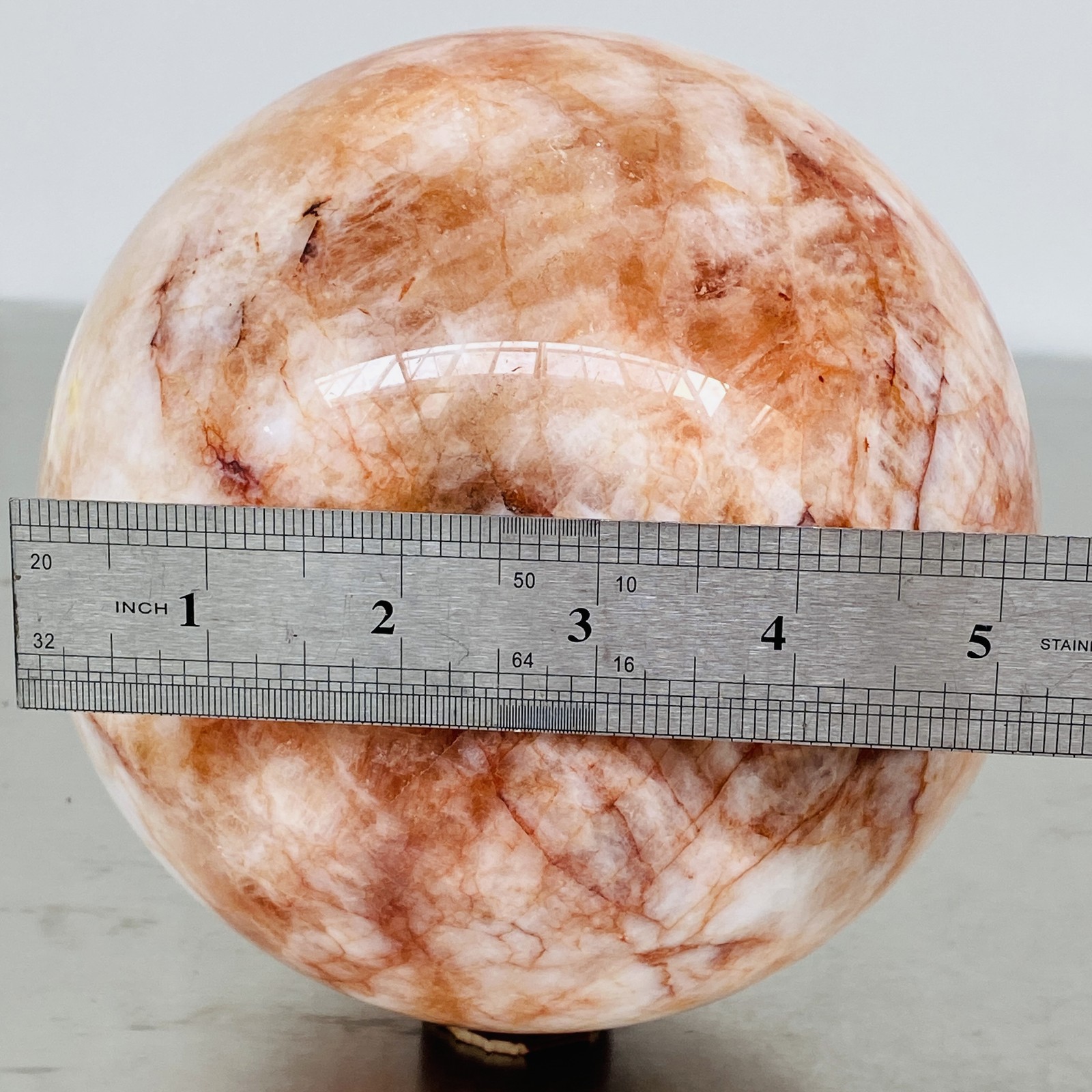 Natural Red Glue Flower Quartz Sphere Crystal Ball Healing 5640G