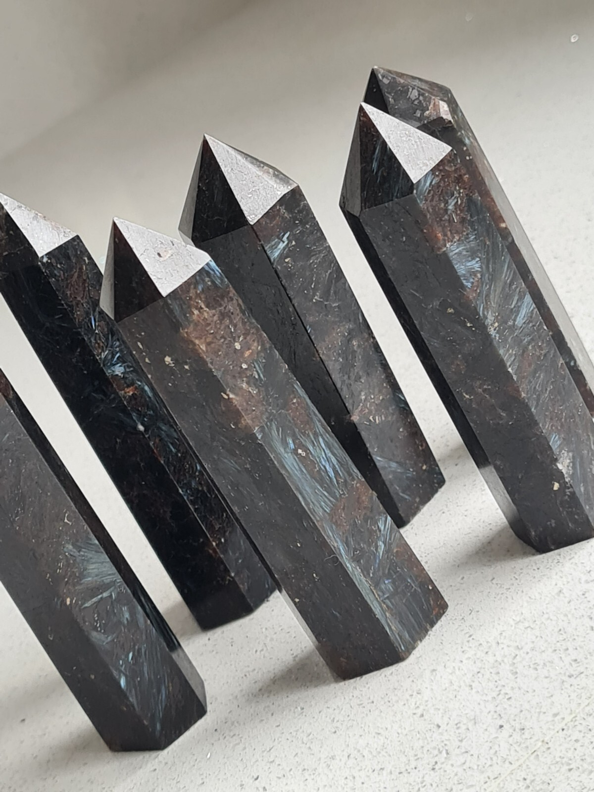 Wholesale Lot 1 Lb Natural Arfvedsonite Quartz Obelisk Tower Crystal Wand Energy