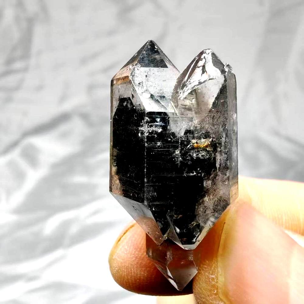 Herkimer Diamond Quartz Cluster DT Crystal w/ Hydrocarbon 8g 35-15mm