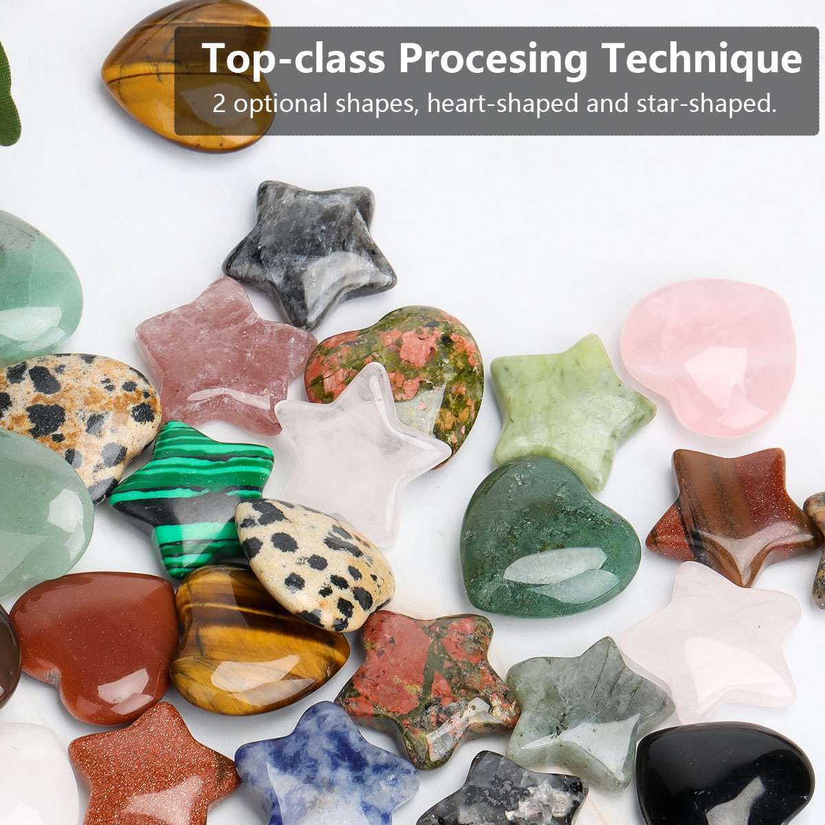 UP TO 50PC Colorful Stars Hearts Natural Stones Reiki Healing crystal home decor
