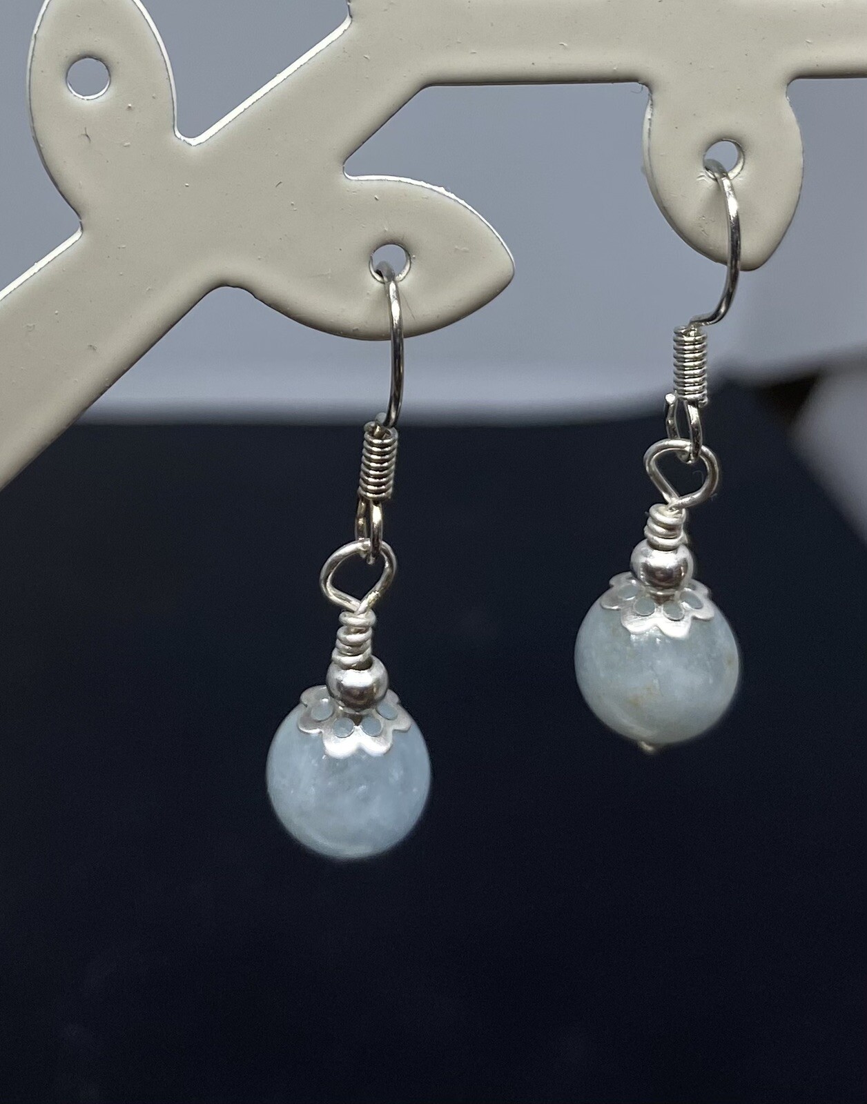 Aquamarine Genuine Rough Crystal (1 1/2in) Earrings, & Selenite Stick Set