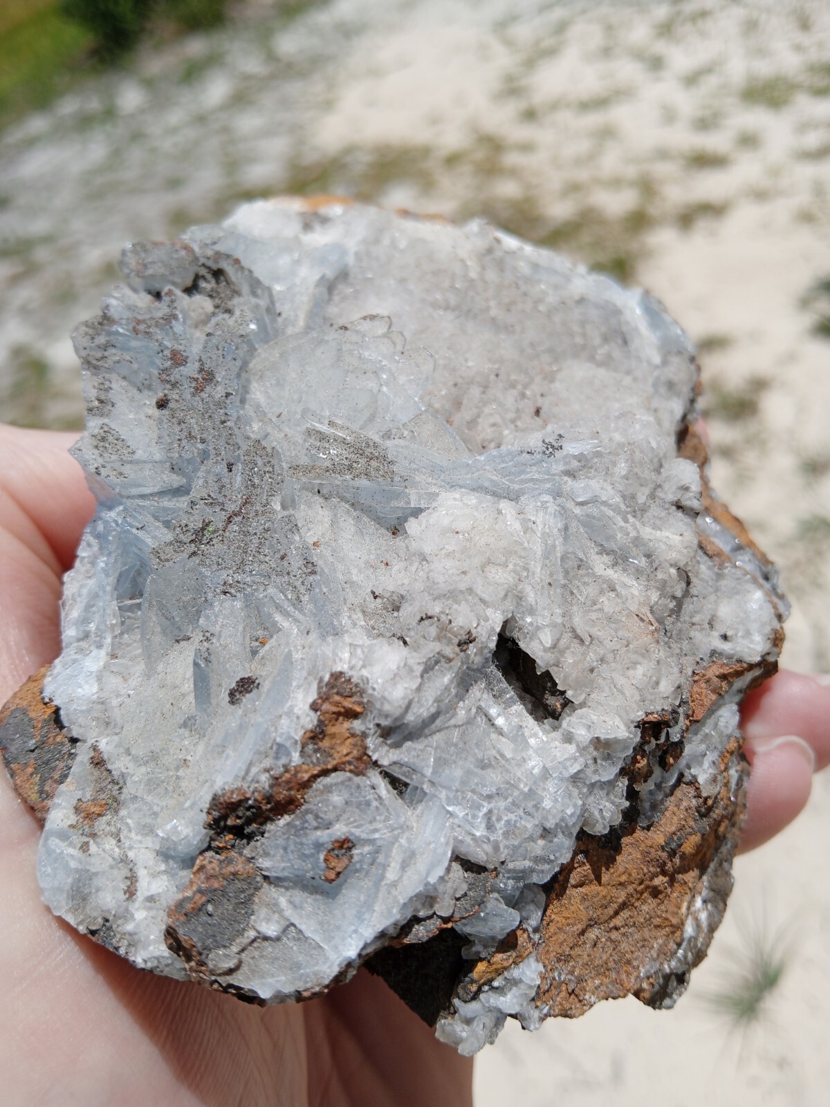 Beautiful Blue Barite Specimen! Sidi Laheen Mine Morocco ! 3.75″! 14 Ounces!