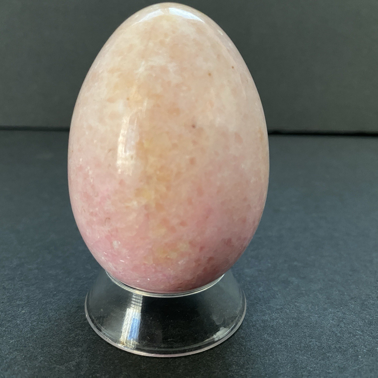 Natural Onyx Stone Egg With Stand Hand Polished Banded Agate Calcite Crystal