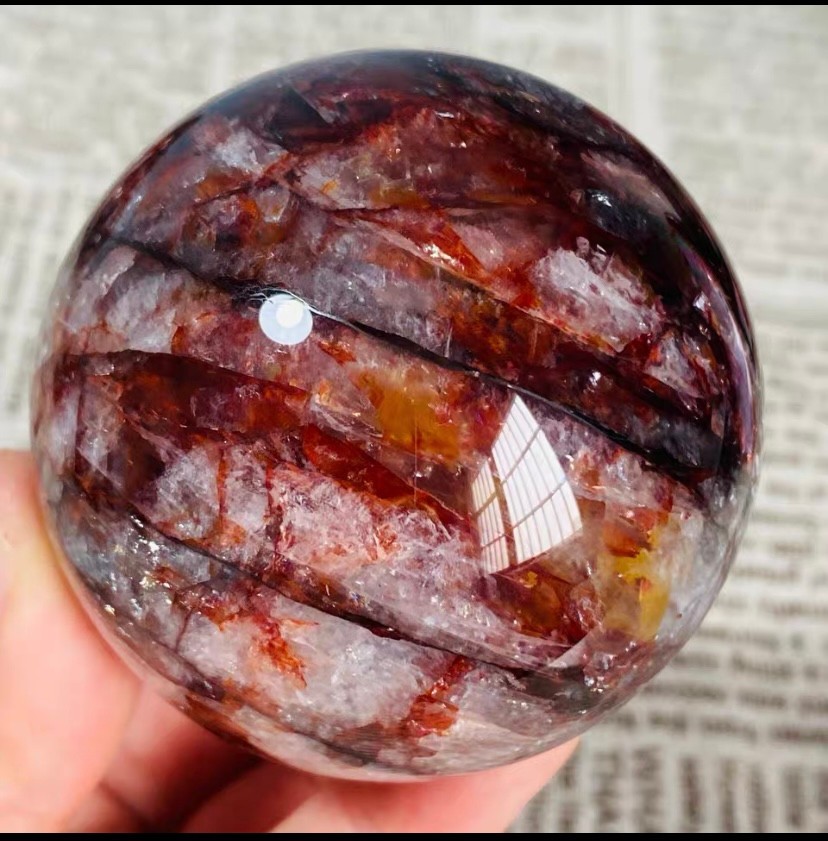 326g Natural Red Gum Flower Ball Crystal Sphere Specimen Energy Healing Reiki