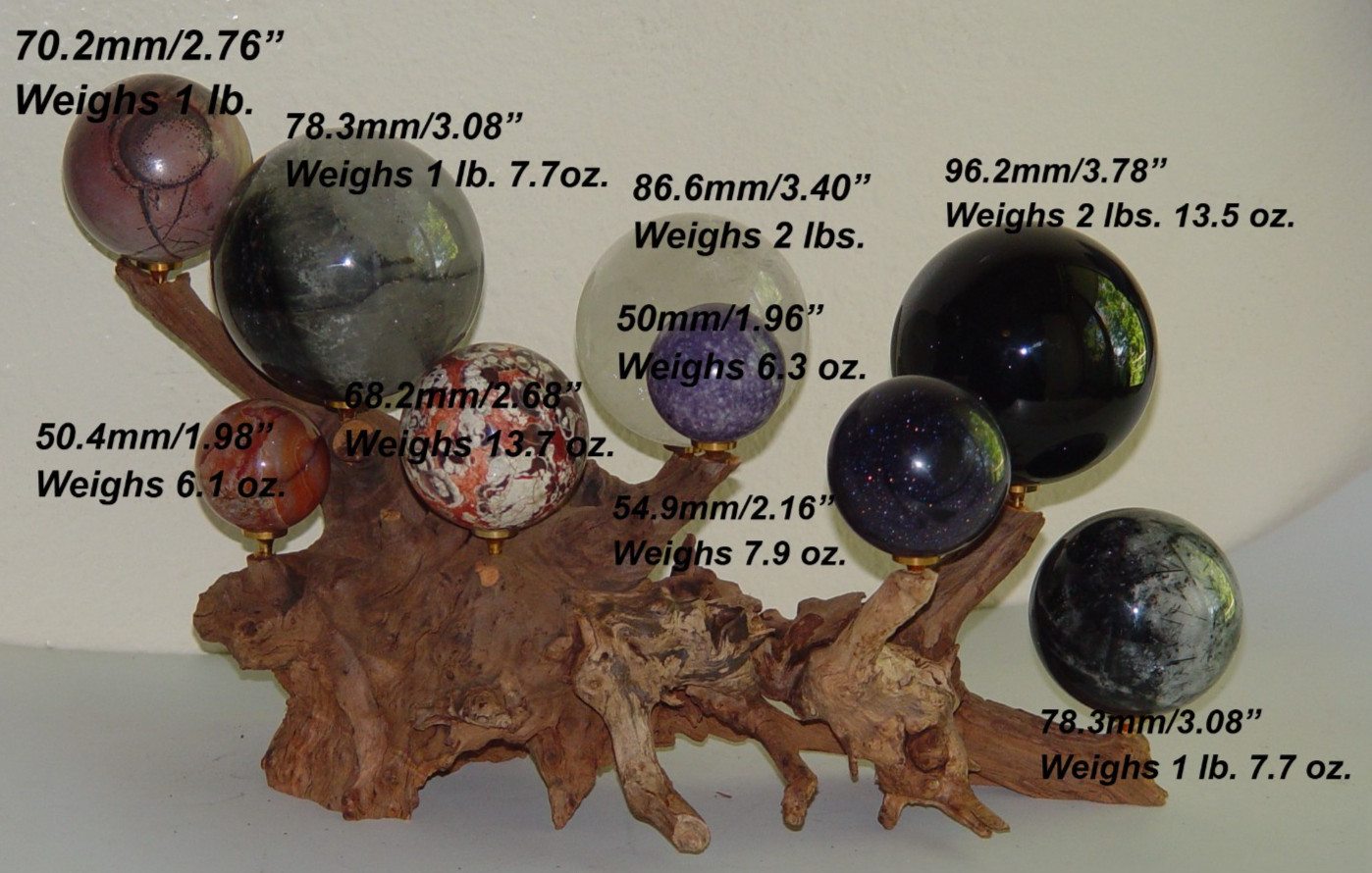 Natural Driftwood Crystal Sphere Display Stand 9 Holder Removable Peg Exact