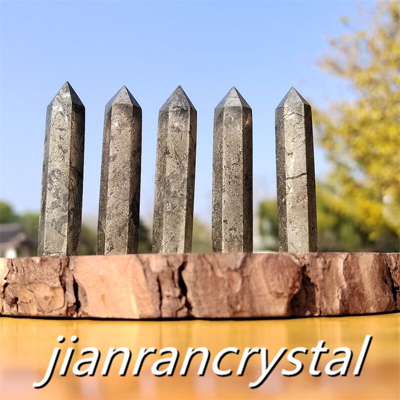3pcs Natural Pyrite Wand Quartz Crystal Obelisk Point Tower Healing 5.5cm