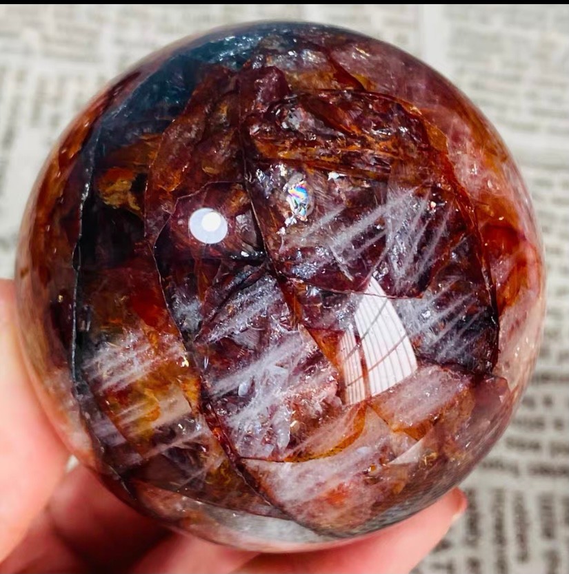 422g Natural Red Gum Flower Ball Crystal Sphere Specimen Energy Healing Reiki