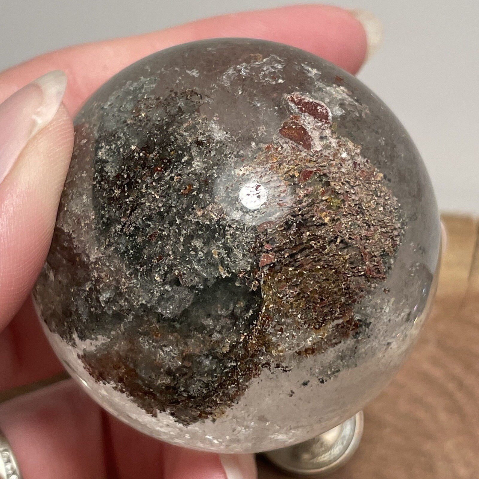**No Stand** Beautiful Little Garden Quartz Sphere 187 Grams
