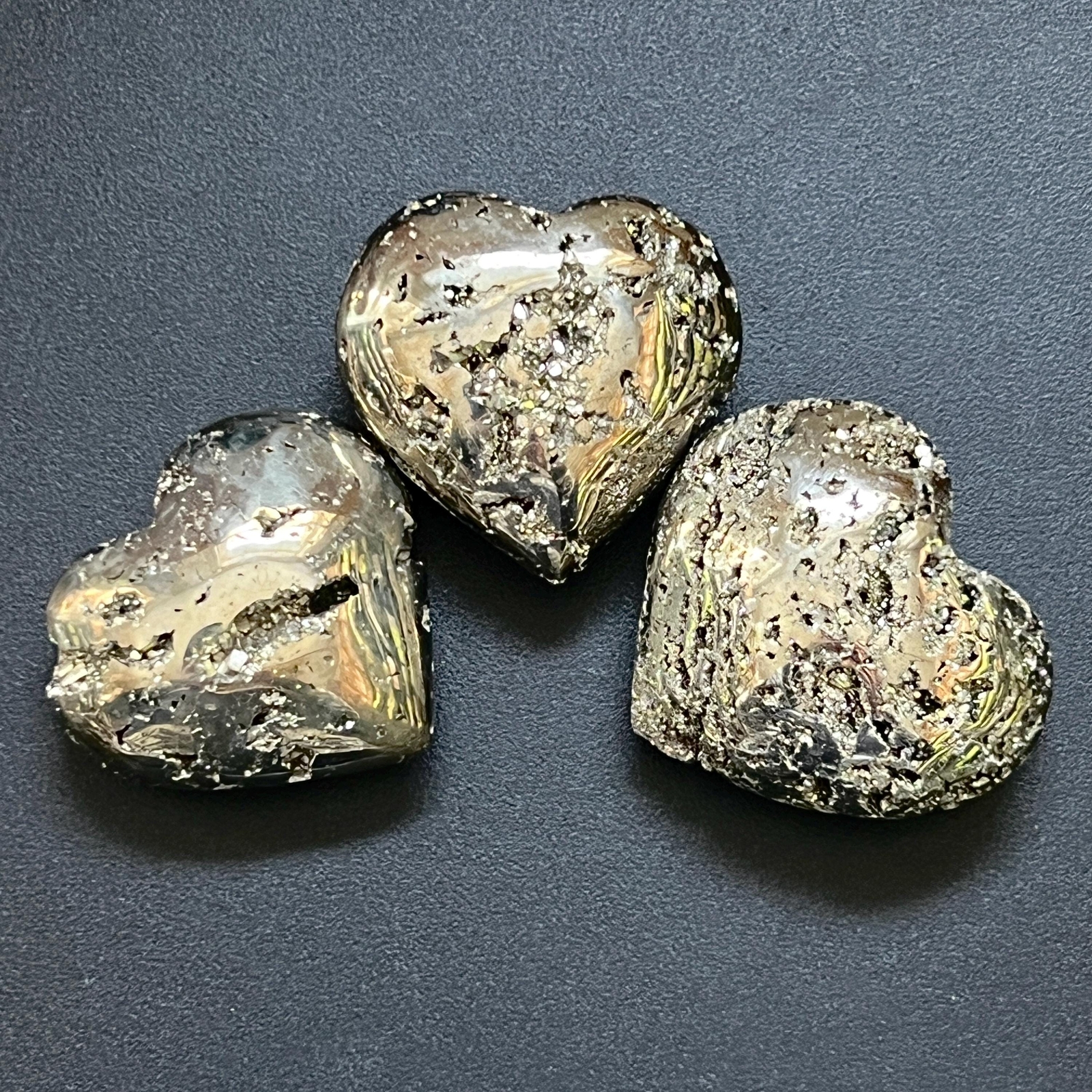 Large Iron Pyrite Druzy Crystal Puffy Heart Polished Carving Fools Gold