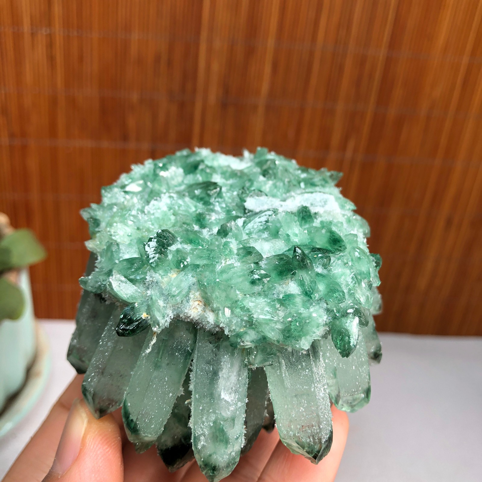 New Find Green Phantom Quartz Crystal Cluster Mineral Specimen 224g A1491