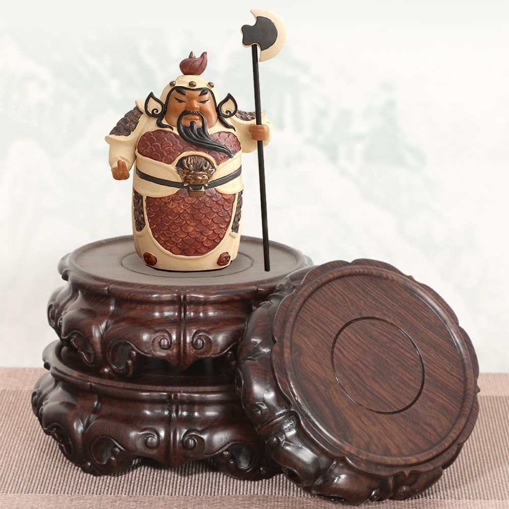 Rosewood Round Asian Wood Carving Pedestal Smooth Sturdy Display Wooden Ornam…