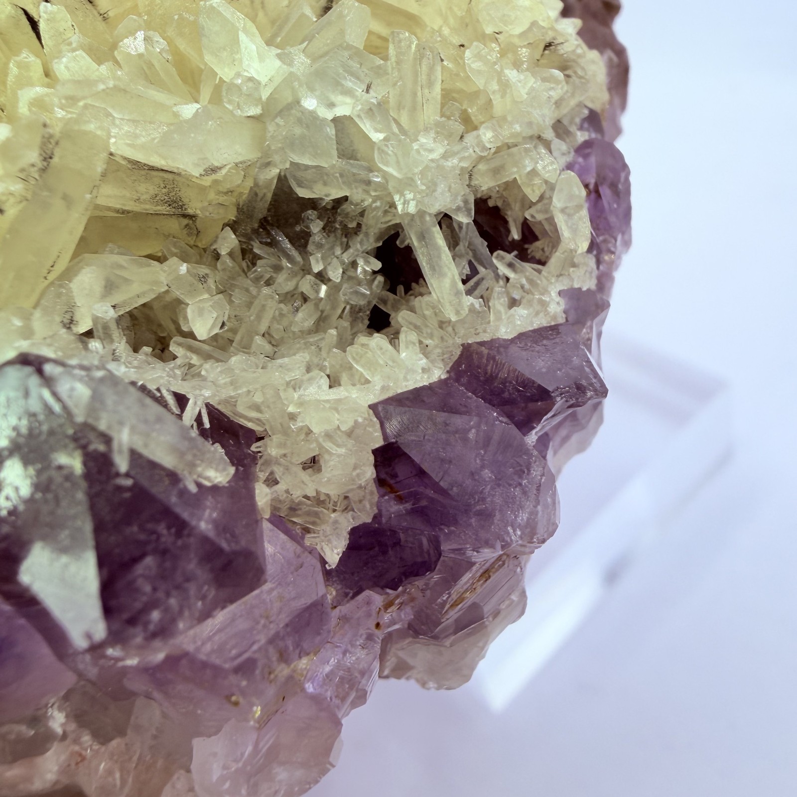 Rare Purple Amethyst Yellow Calcite Cluster Brazil 4.8″ Display