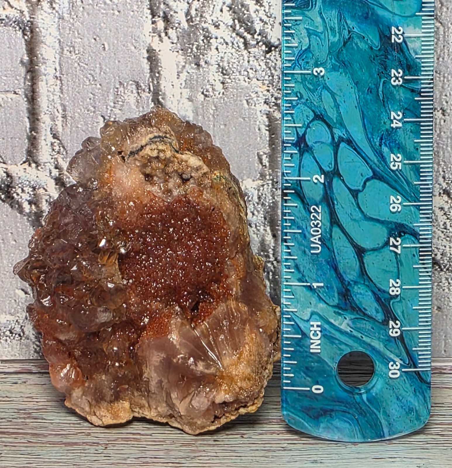 Natural Iron-Stained Druzy Quartz Crystal Cluster Sparkling Red Hematoid Quartz