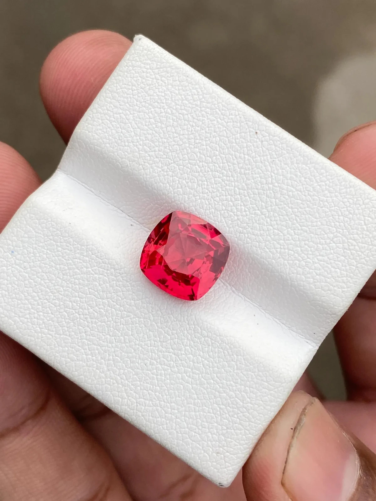 6 Ct Lab Grown Orange Sapphire, 10x10mm Cushion Cut Loose Gemstone .