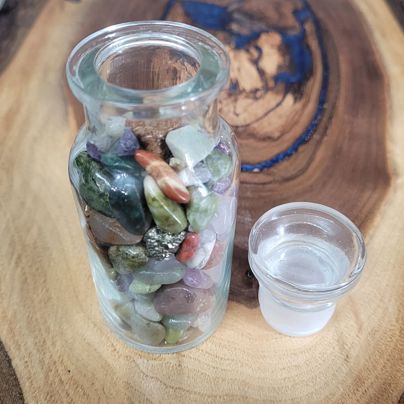 4oz Mixed Crystal Tumbles/Chips in Apothecary Vintage Glass Jar Wagner Spice