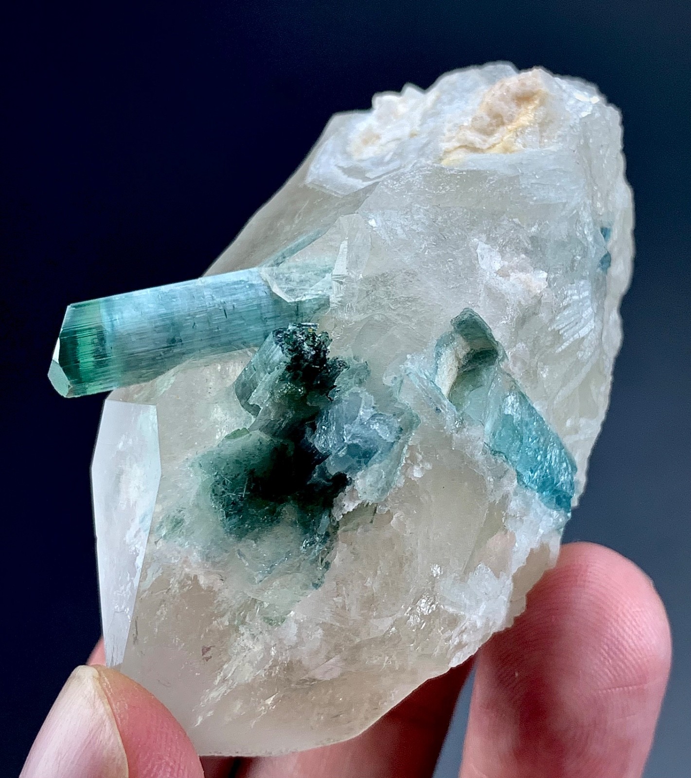 448 CTs Natural Tourmaline Crystal Embedded in Quartz specimen from Afghanistan