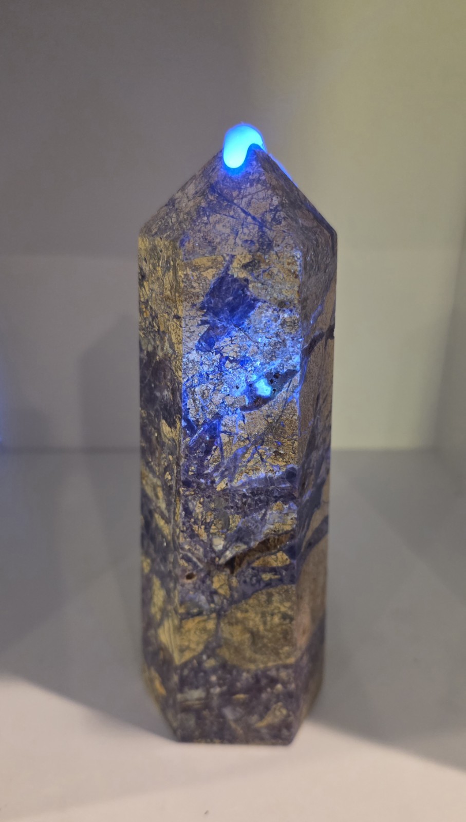 Root Fluorite Tower 2 lb Purple Gold Brecciated Crystal Point Statement Piece