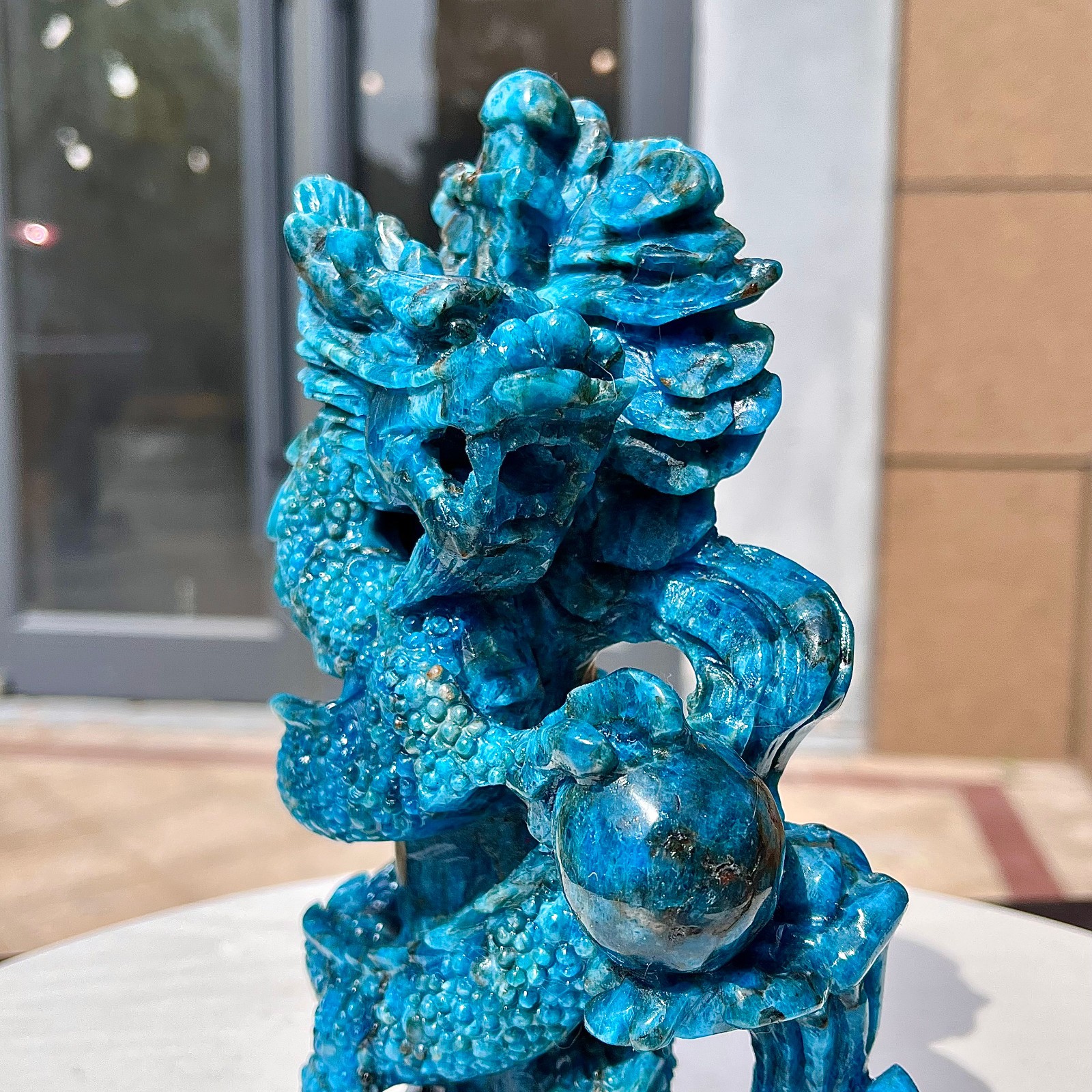 3.74LB Natural dreamy blue lithium gray pattern, hand carved and healed