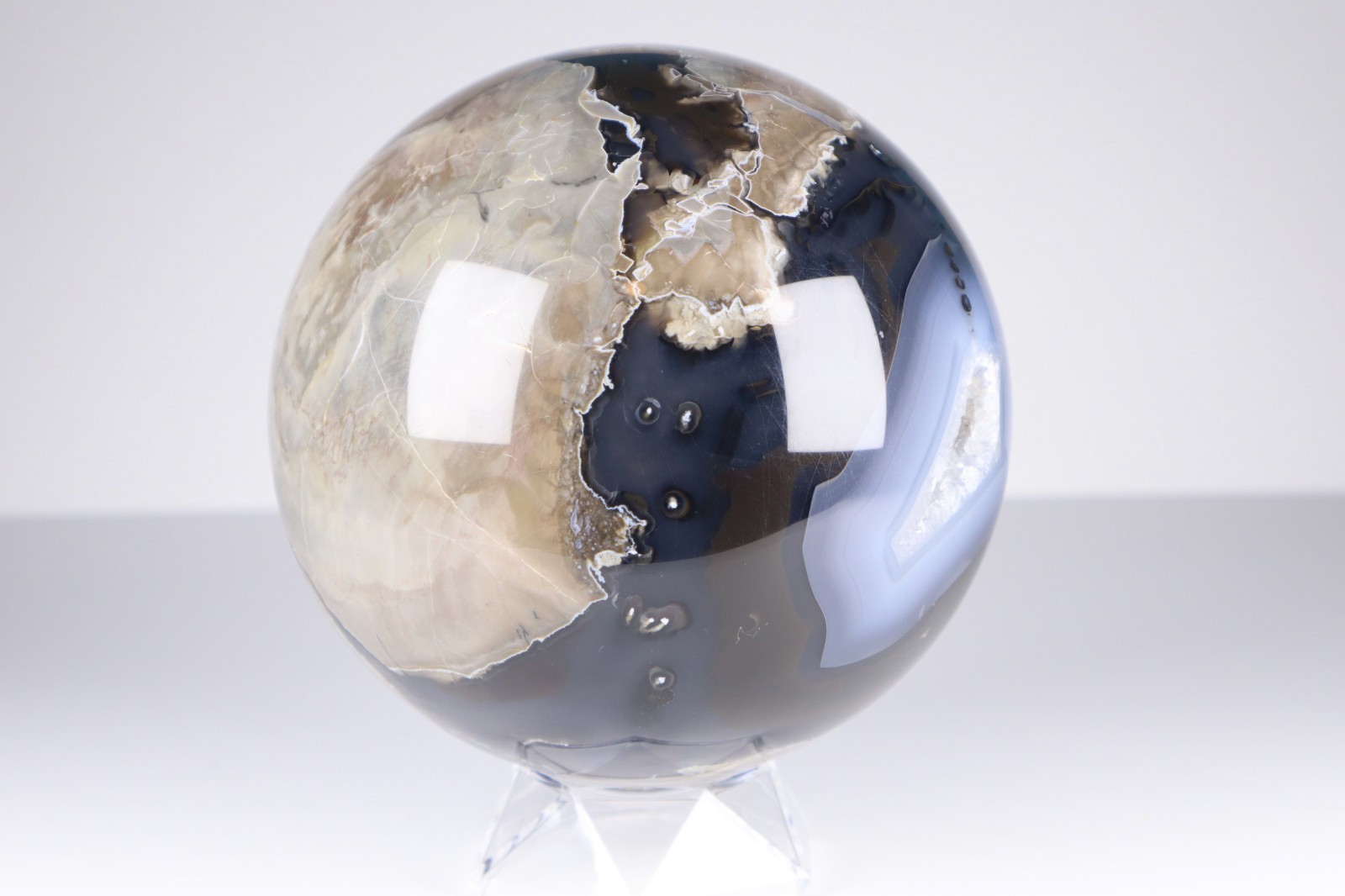 LARGE UV Reactive VOLCANO AGATE SPHERE Druzy Quartz Crystal Ball 145mm 3.75kg