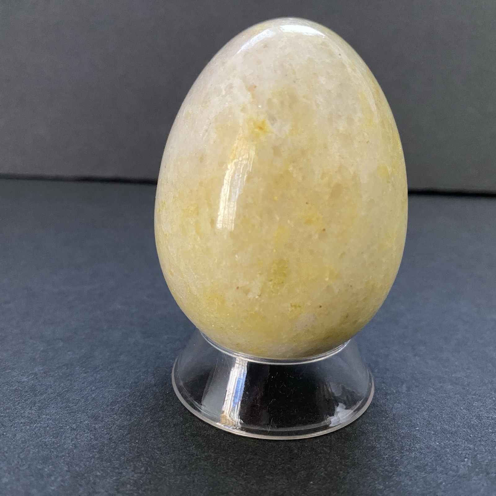 Natural Onyx Stone Egg With Stand Hand Polished Banded Agate Calcite Crystal