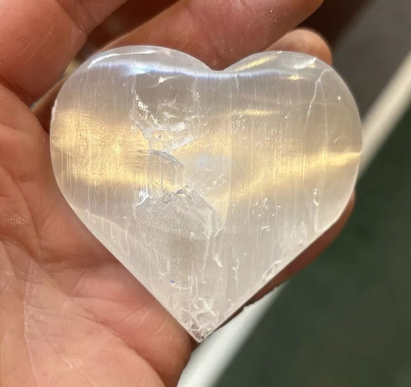 2 1/2 Inch Selenite Heart Angel Wings