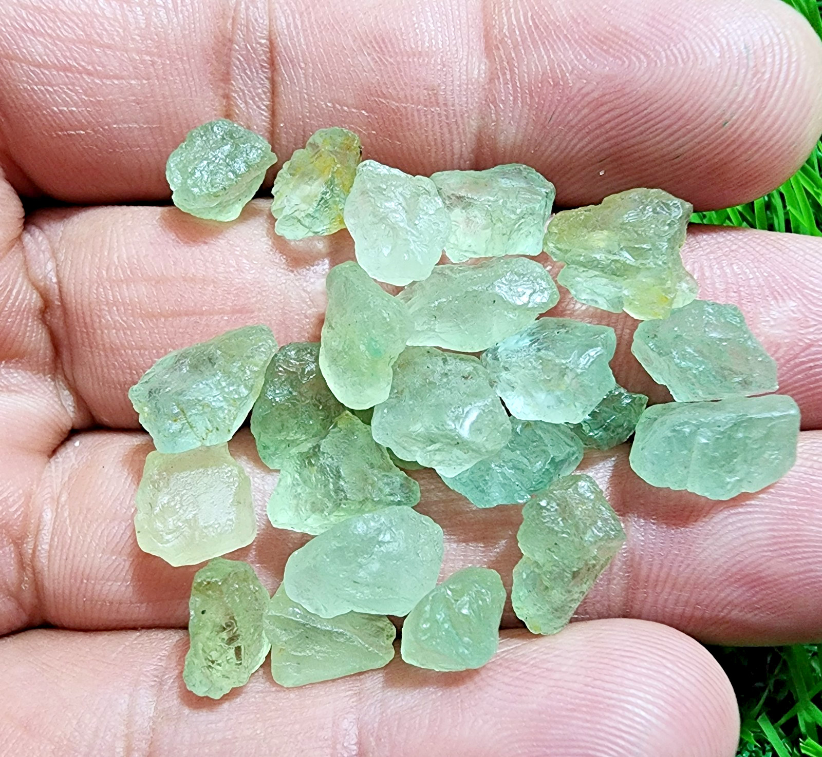 23 Pcs Genuine Aquamarine Rough Lot 7-12MM Crystals Jewelry Making Gemstones