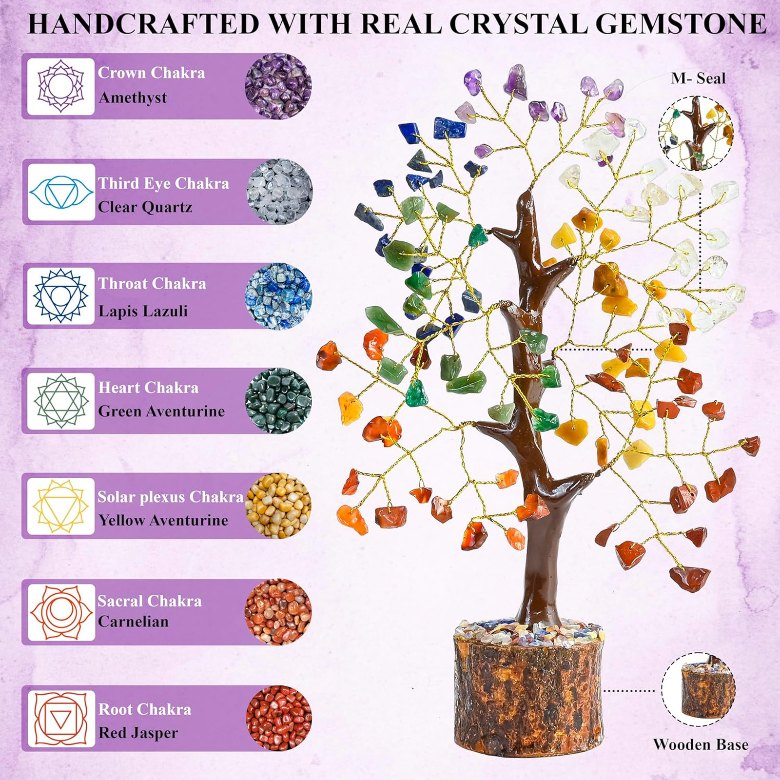 Crocon 7 Chakra Crystal Tree of Life Office Decor Meditation Gift for Women Home