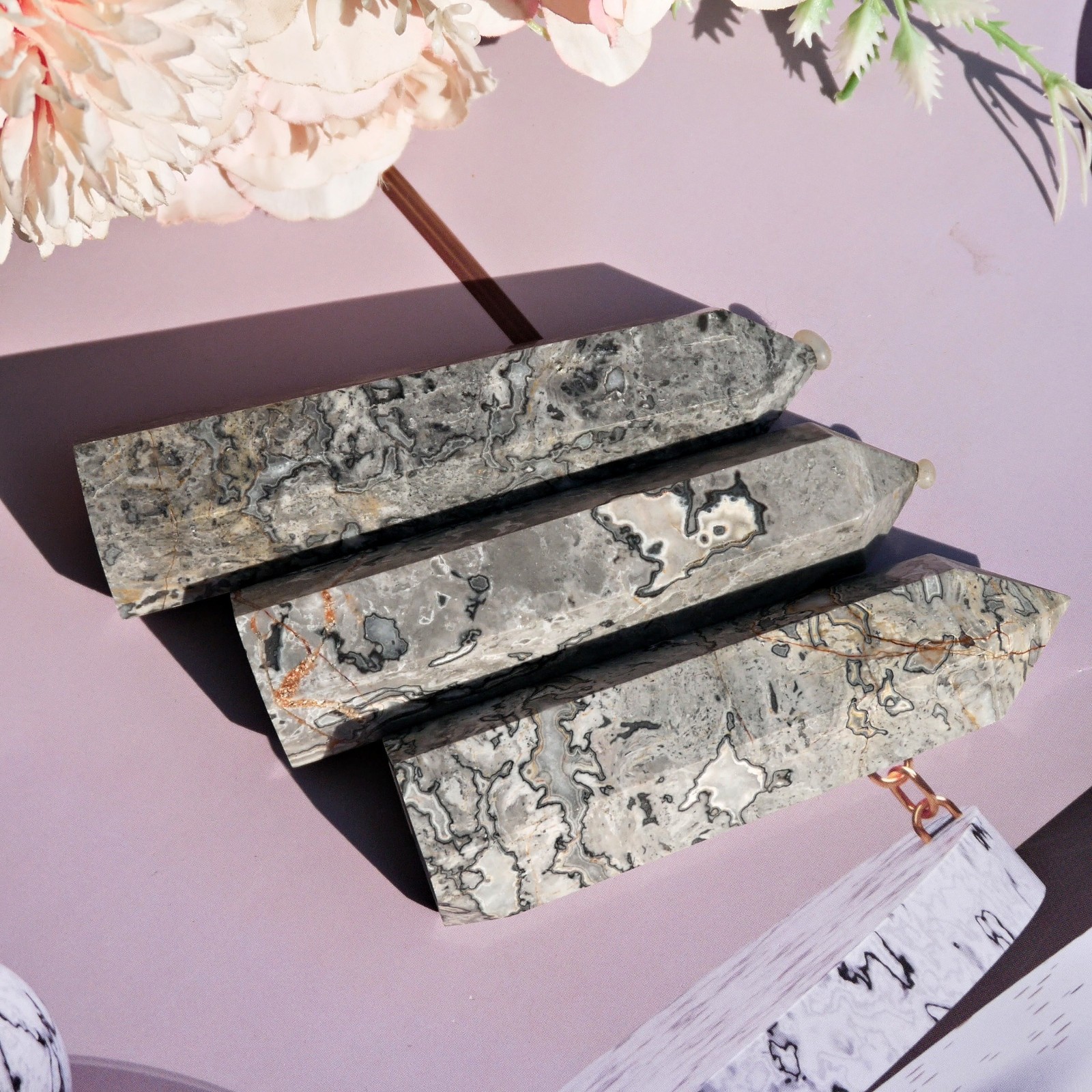 3.5″ Picasso Jasper Point Crystal Tower Natural Healing Stone Reiki Chakra 1PC