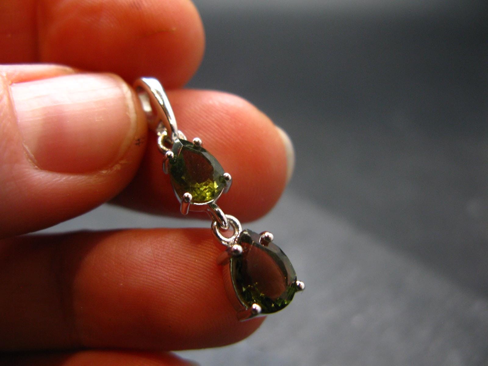 Moldavite Tektite Silver Pendant from Czech Republic – 1.1″ – 1.51 Grams