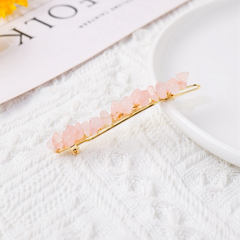 Natural Quartz Braided Hair Clip Crystal Crushed Stone Bobby Pins Headwear Decor