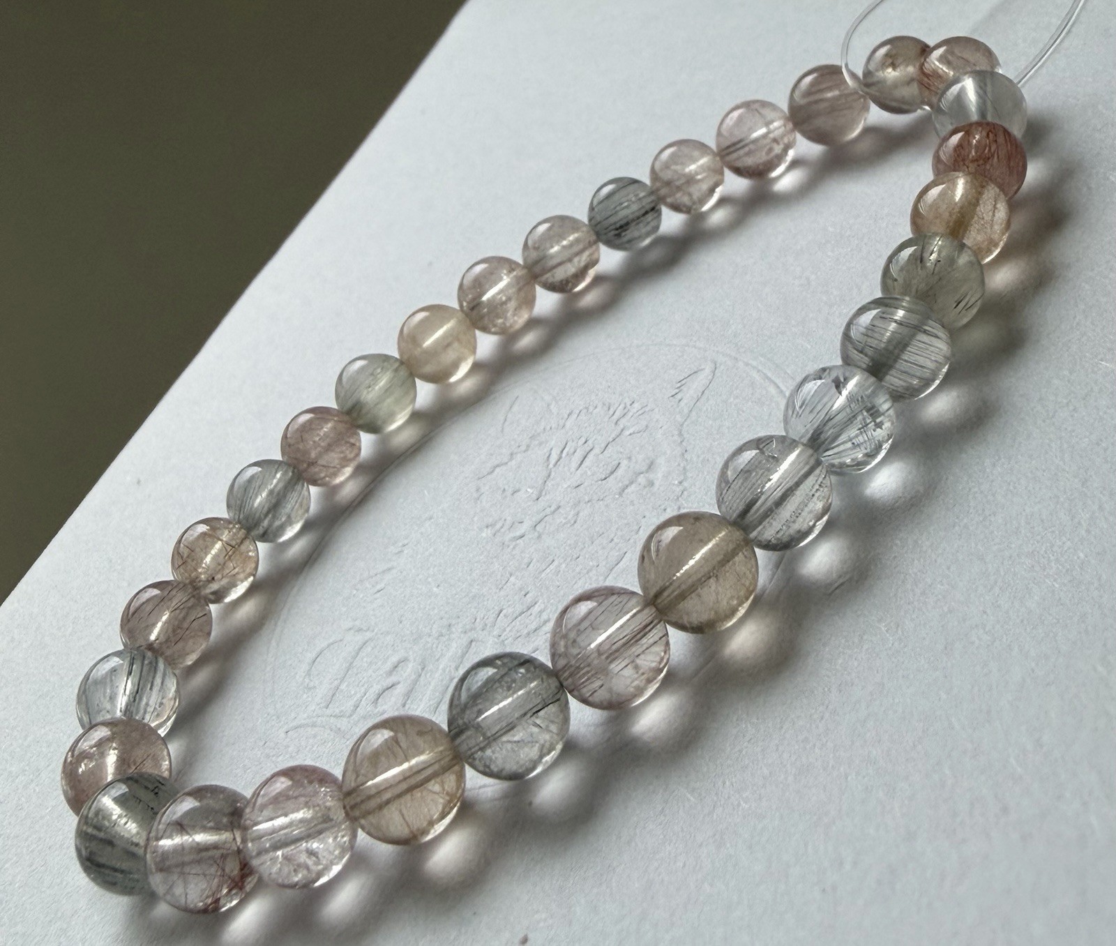 Natural Pastel Transparent Rabbit Hair Quartz Bracelet | Soft Needle Rutile 6mm