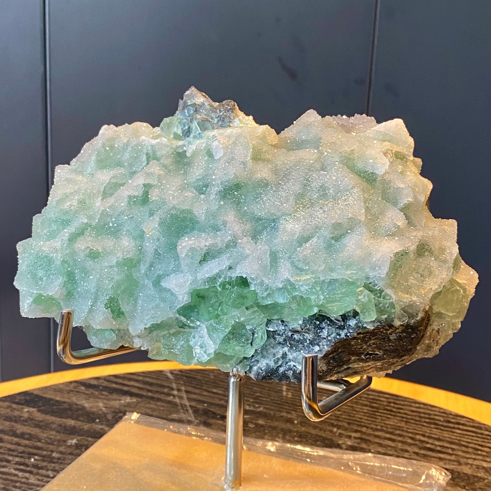 3.83LB Natural green cubic fluorite quartz crystal cluster mineral specimen