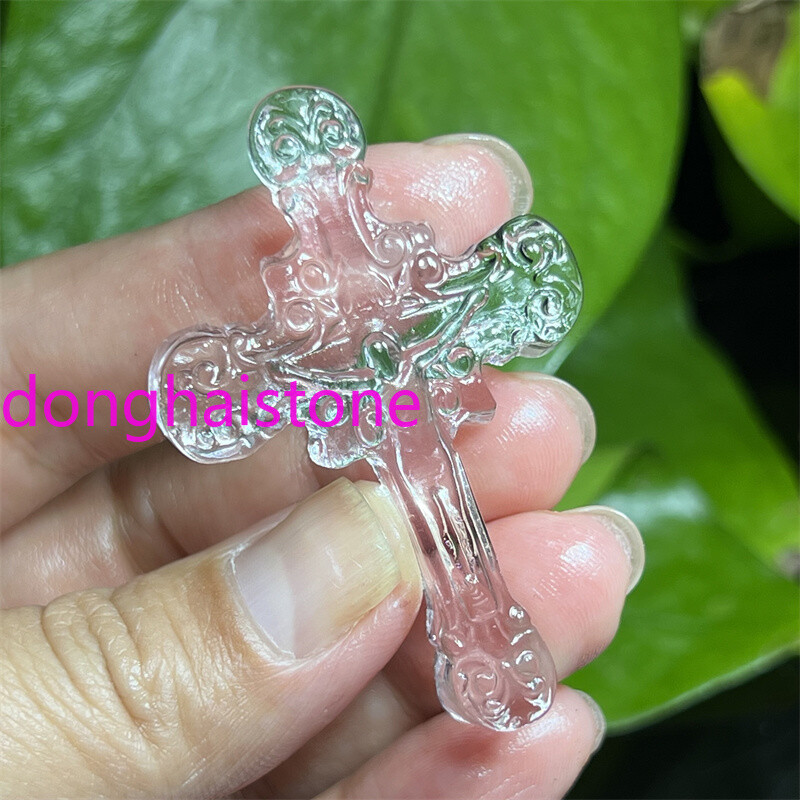 Gem grade Quartz Jesus cross Skull Quartz Crystal Skull Healing Pendant Gift 1PC