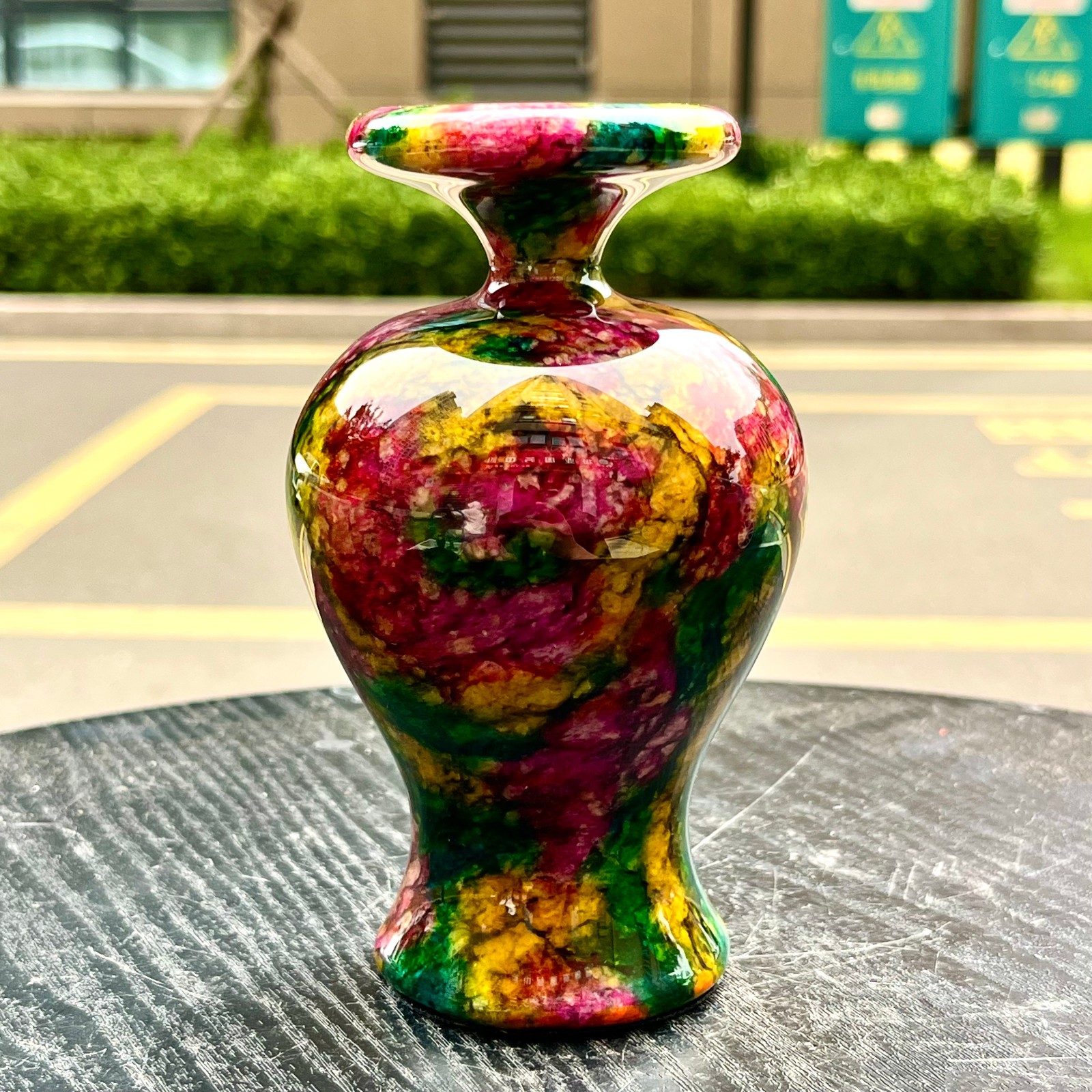 1.98LB Natural “Seven Colors Jade” vase specimen -Taiwan China