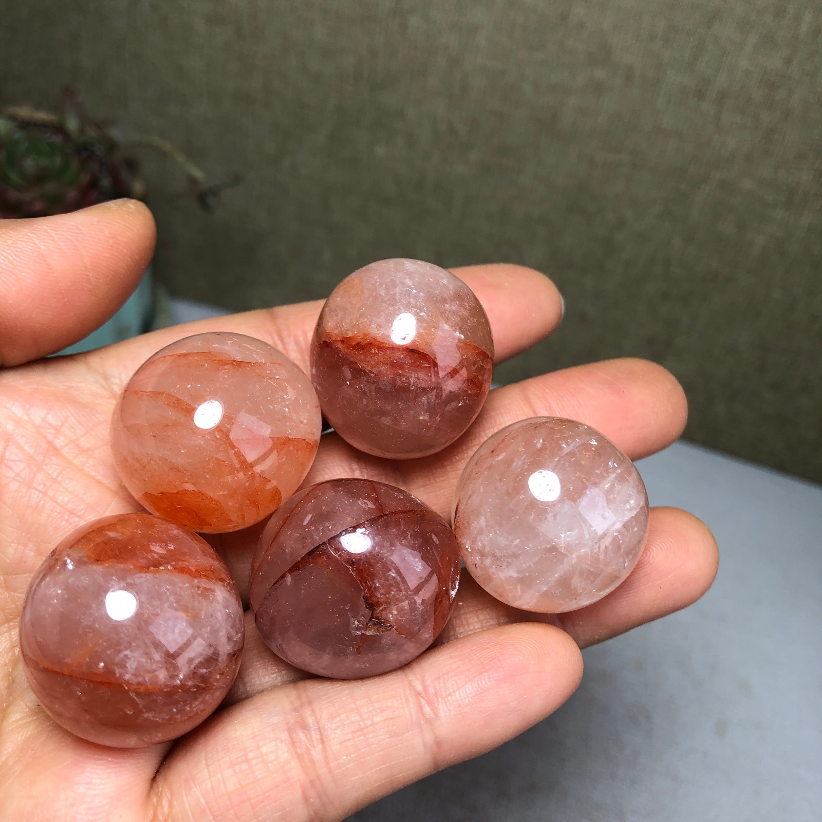 5pcs Natural Red gum flower semi-precious Crystal specimens 111g A3579