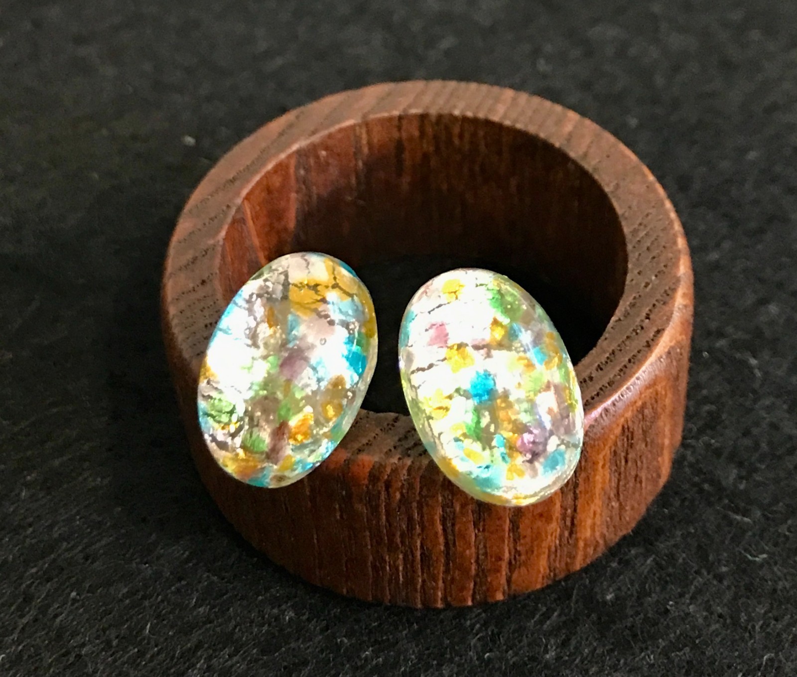 Pair of Bright Spring Colored Lucite Cuff Links