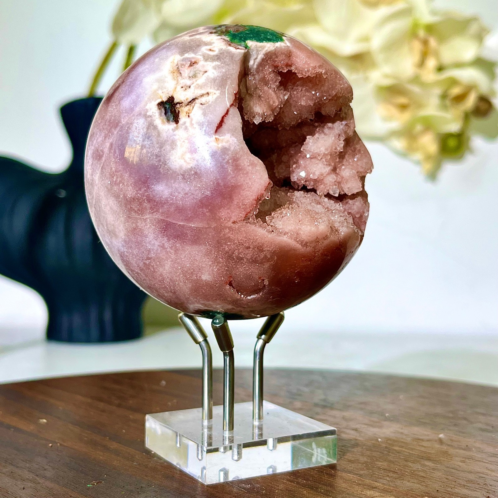 1.36LB Natural Purple Pink Crystal Advanced Cave Spherical Spiritual Decoration