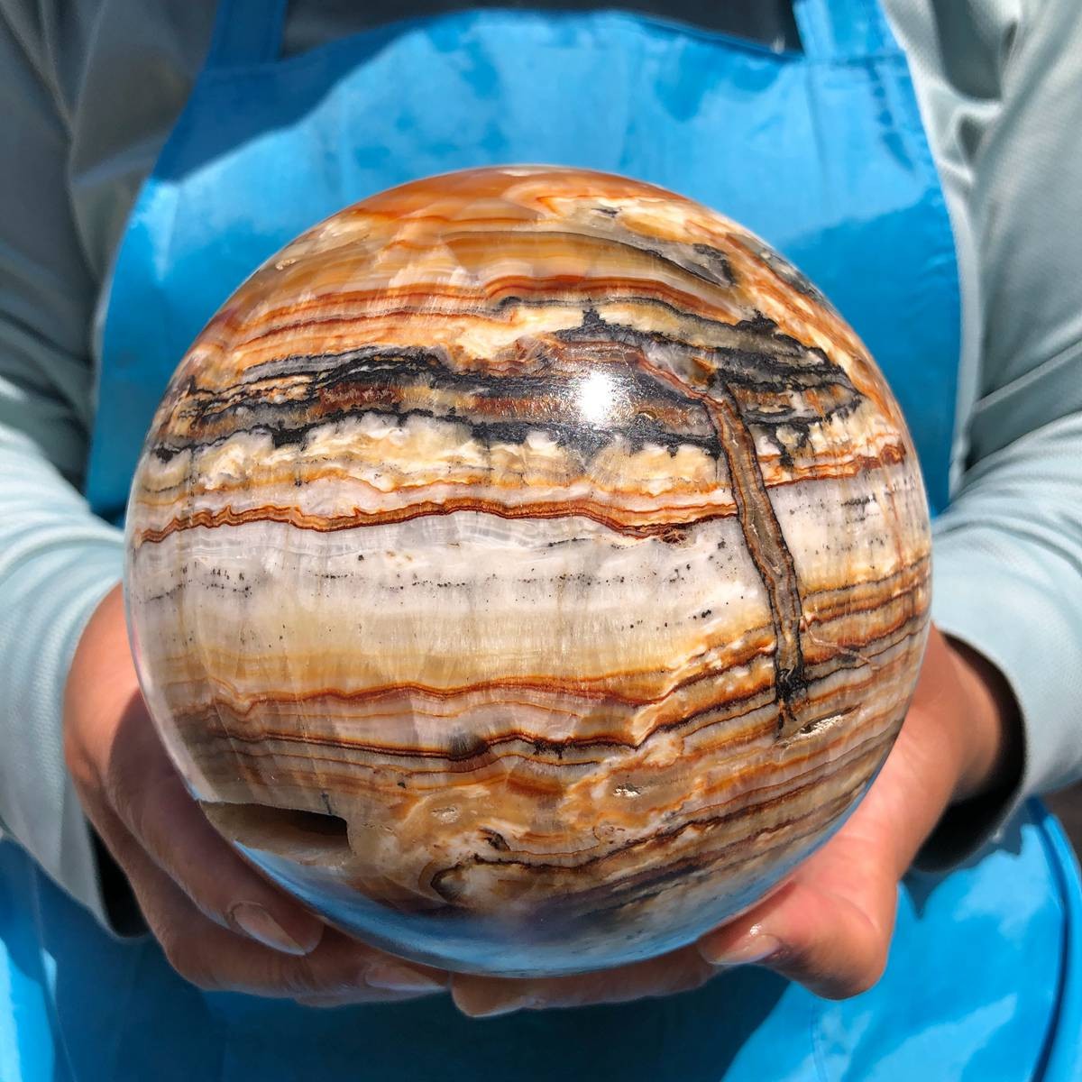 7.12LB Rare Natural Striped Agate Ball Quartz Crystal Sphere Aura Healing 4824