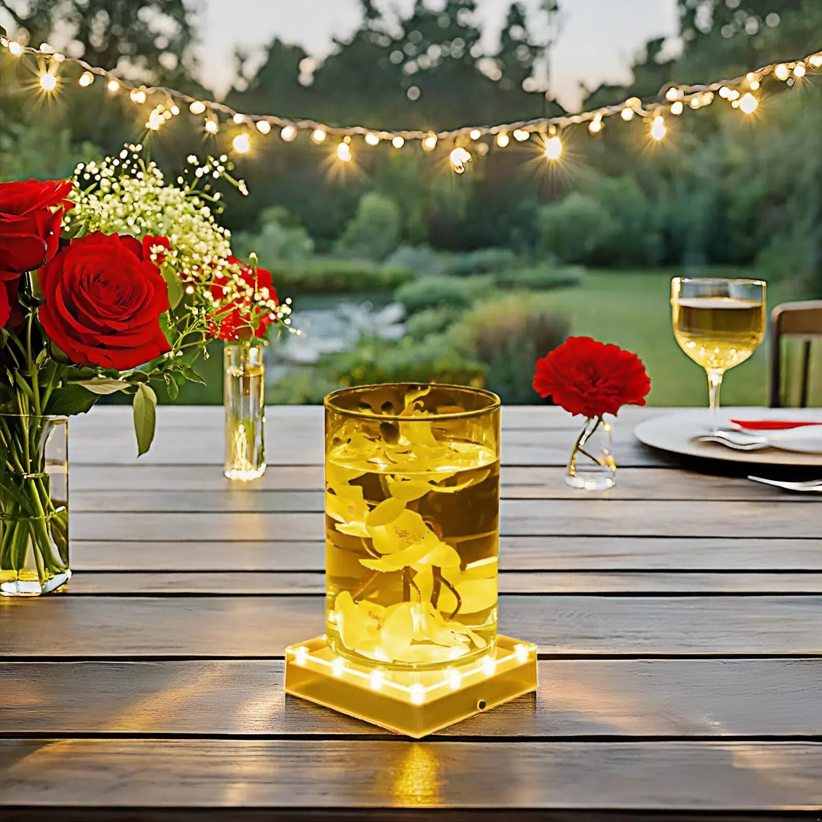 Square LED Light Display Stand for Effiel Tower Vase Crystal Glass Art