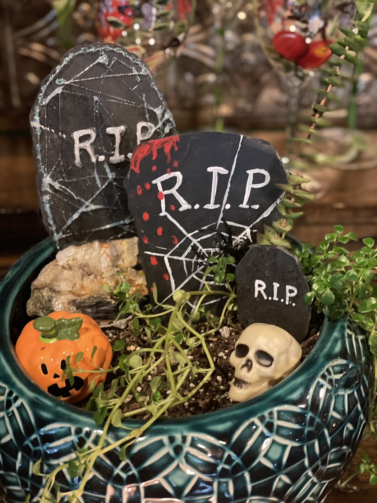 Halloween Crafts! Three Small Slate Tombstones For Kids Crafts And Decor