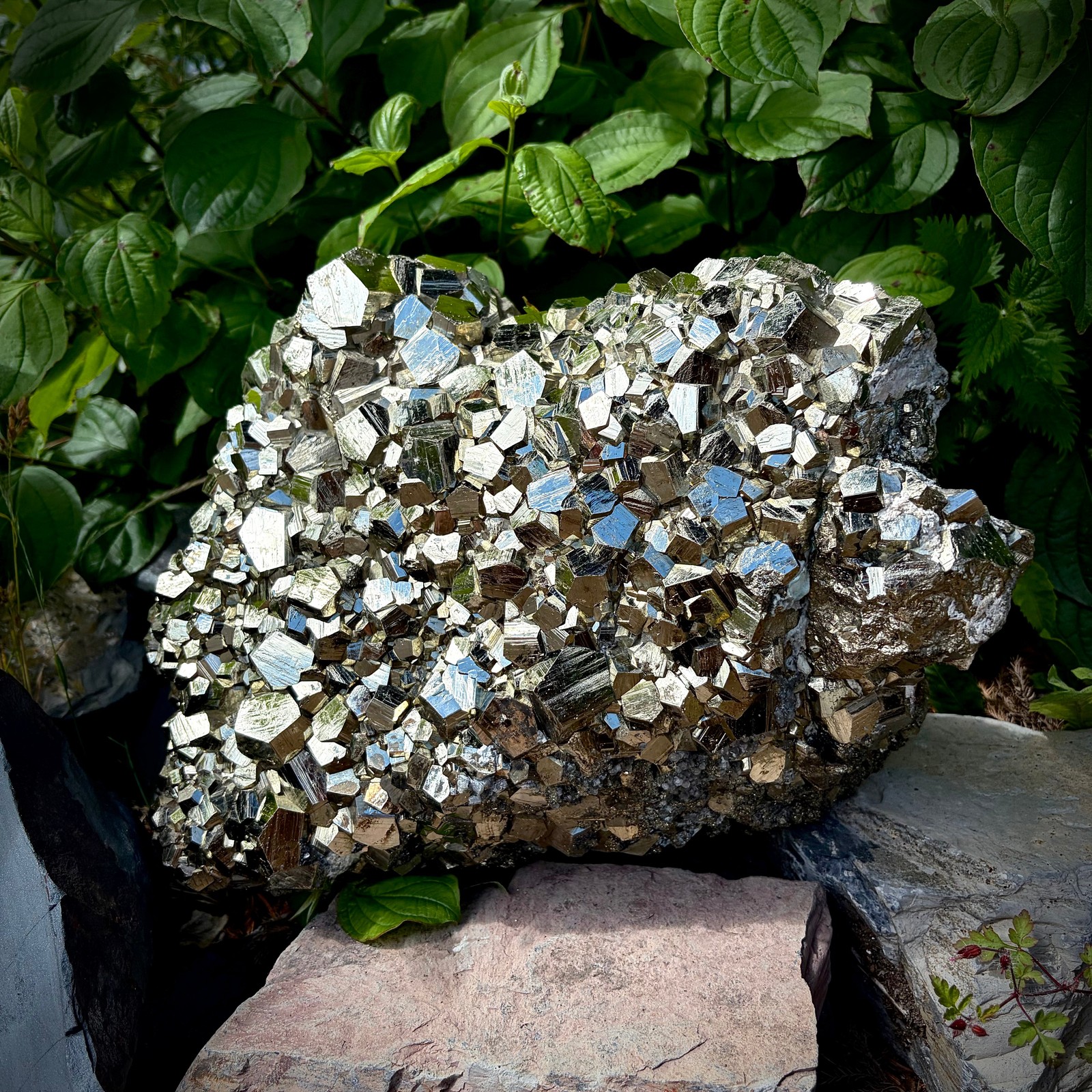 XXL Peruvian Pyrite Crystal Cluster | Fool’s Gold Mineral | Interior Design