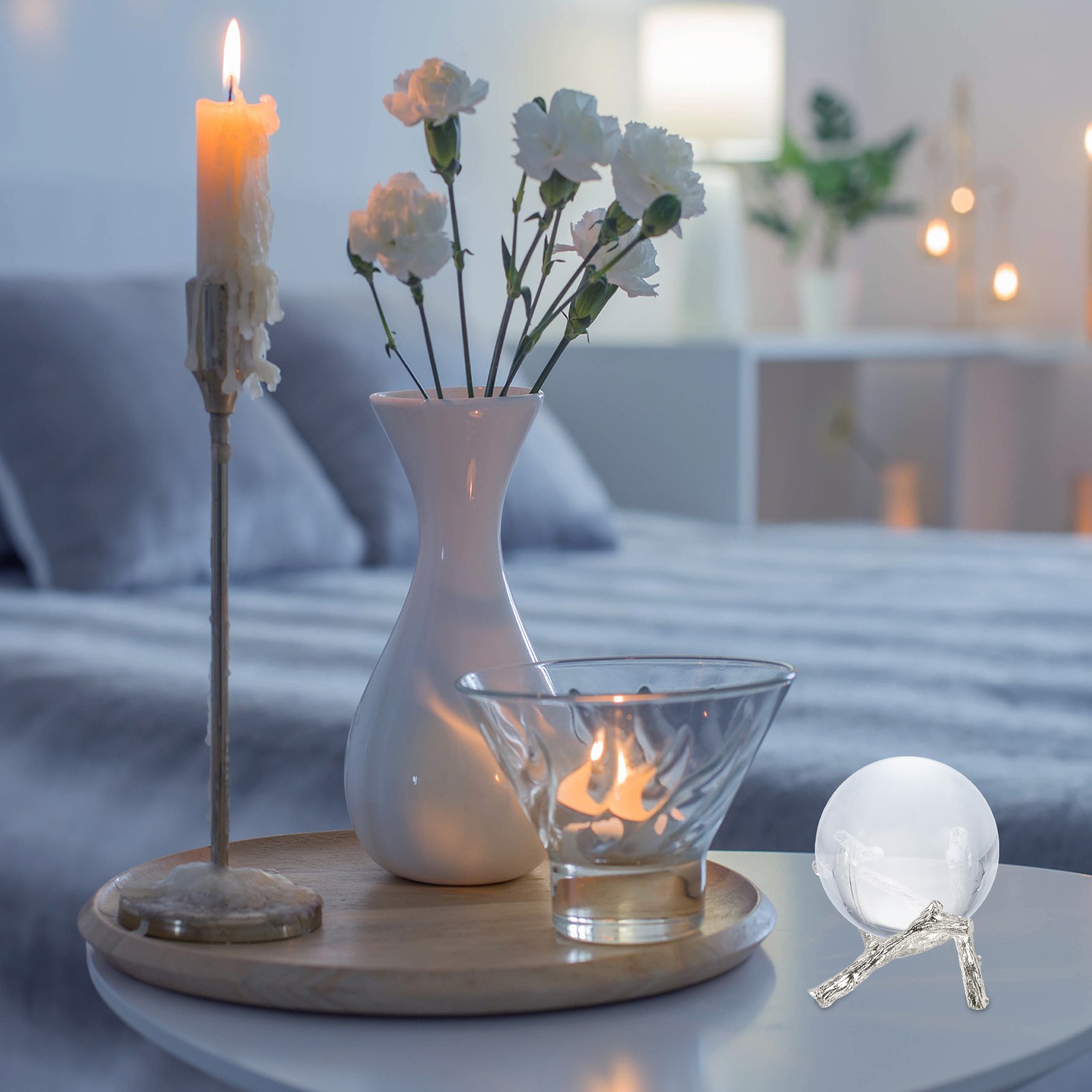 3.9″ Dia Metal Crystal Sphere Holder Crystal Ball Tripod Stand Rose Gold