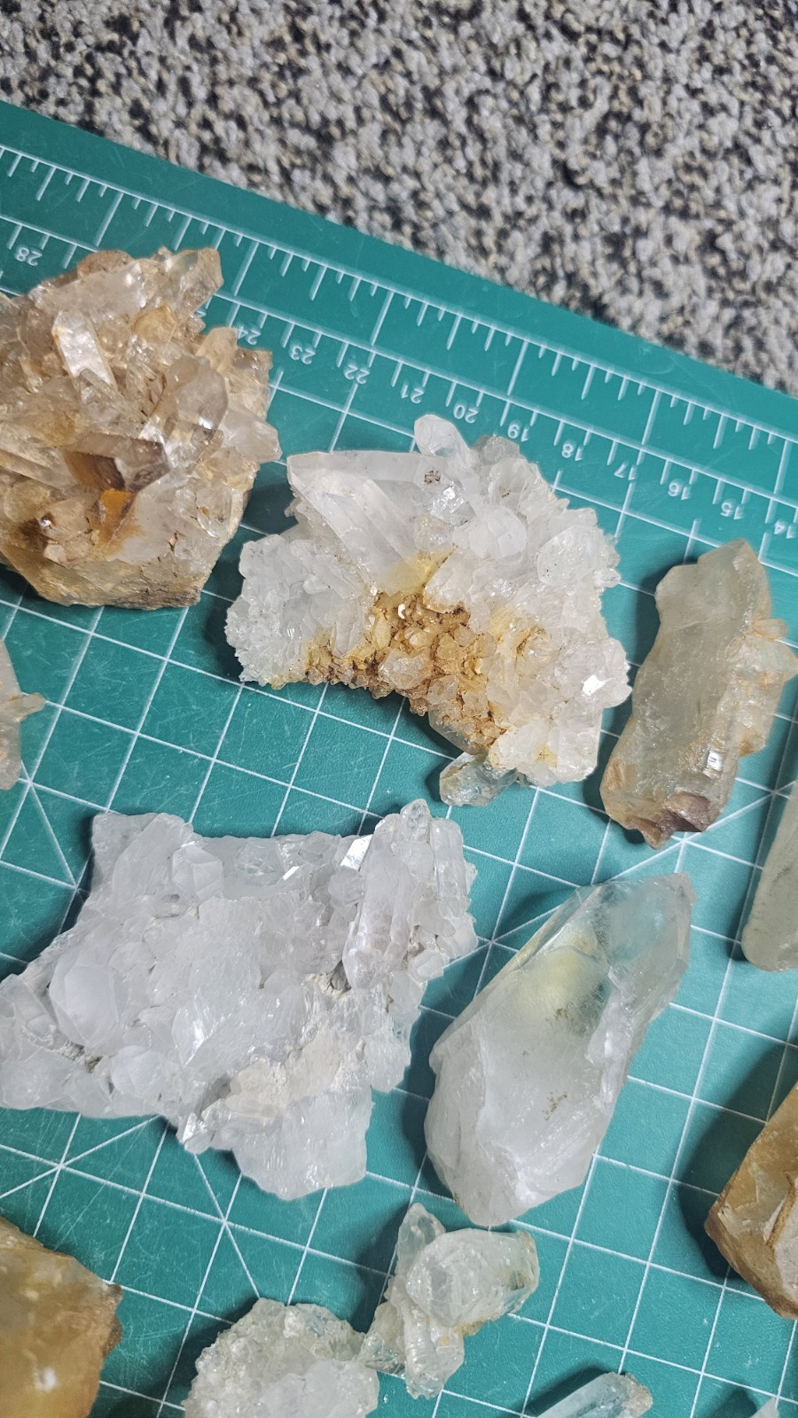 Huge Lot Of Quartz Crystal Points And Clusters. Iron Stained.