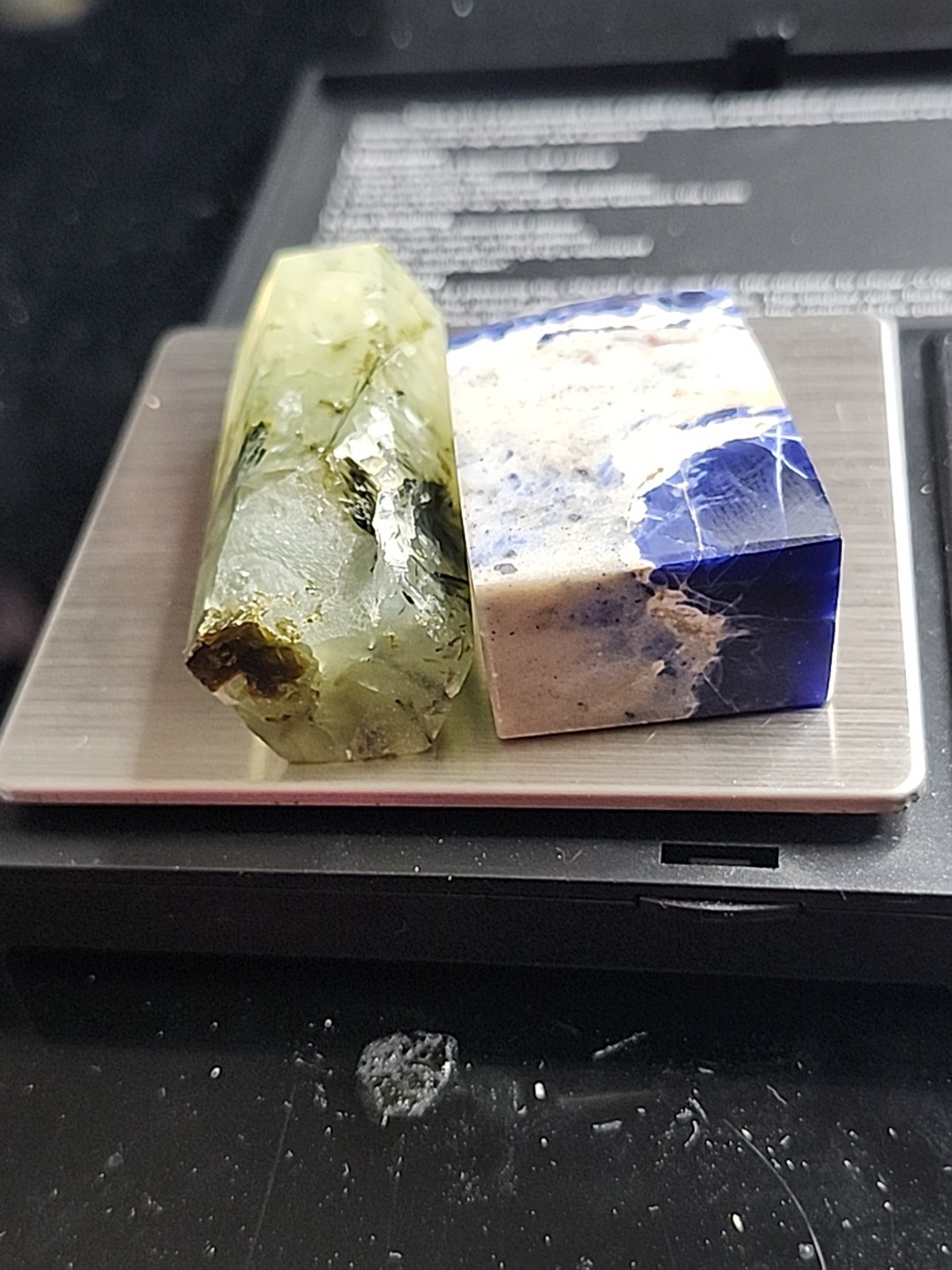 Natural Crystal Tower Set – Prehnite with Epidote & Sodalite – 2-Piece Point Set