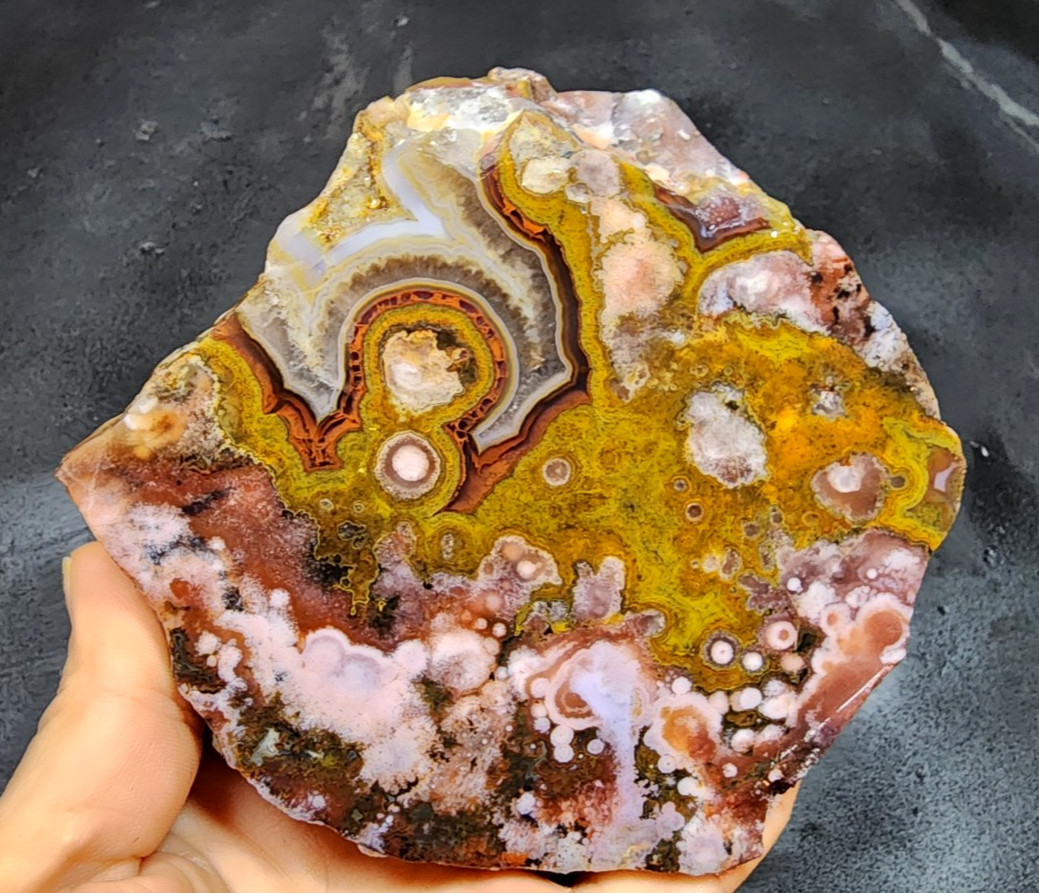 18.48 oz ( 524 gr) Multicolor Agate Slab, Collectible Agate, Unpolished Agate