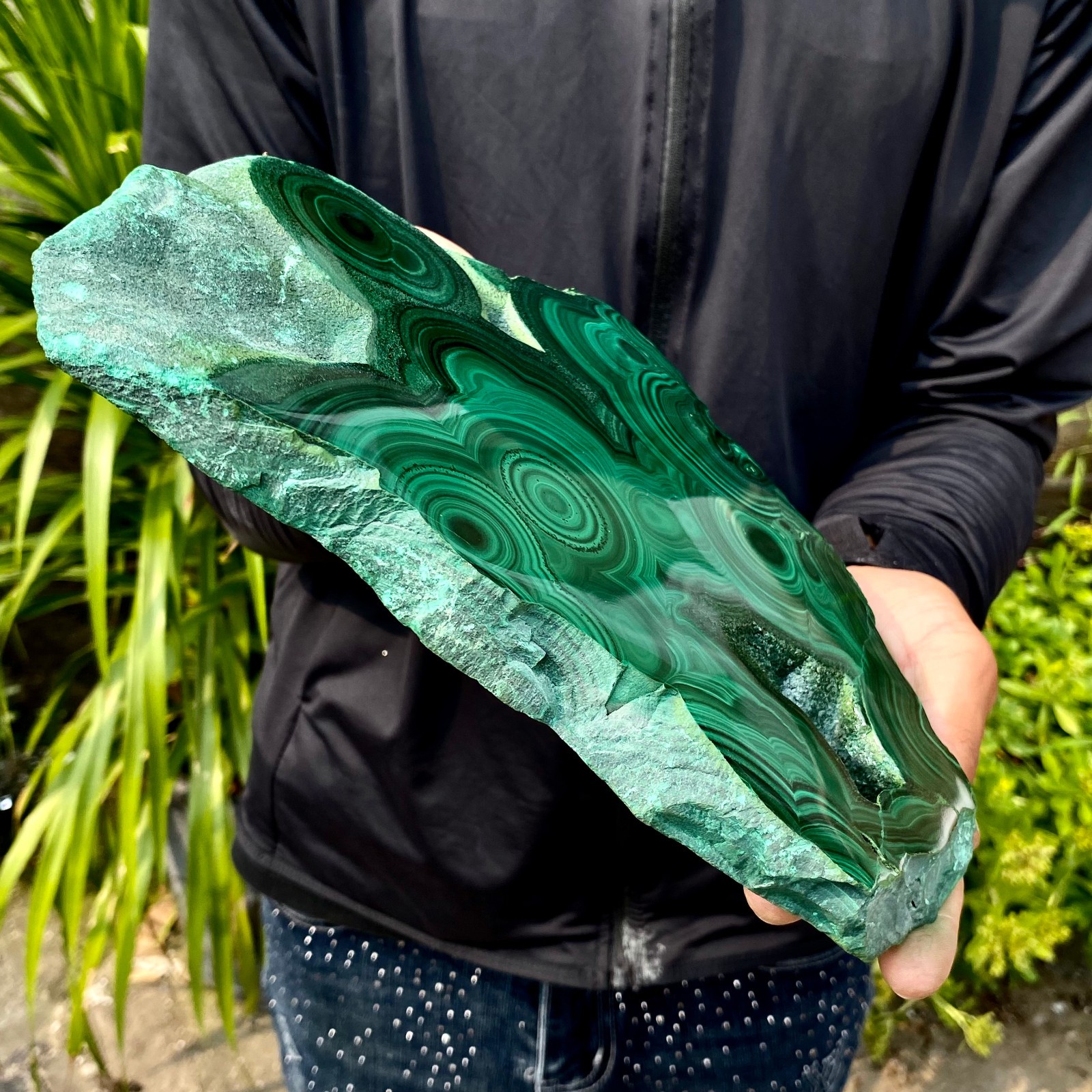 3.85LB Natural Green Malachite Slab Quartz Crystal Slice Ore Specimen Healing