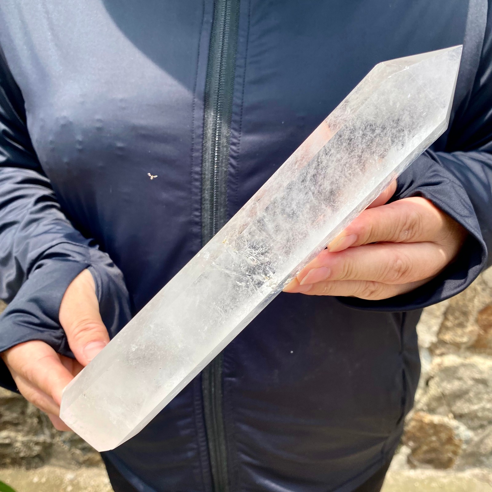 1.32LB Natural clear quartz obelisk Crystal Energy Tower Point Energy –