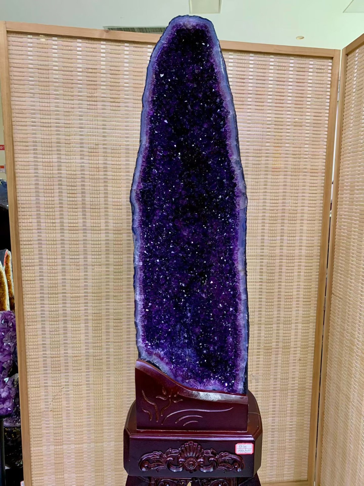 Large 179lb RARE Top Natural Amethyst Geode Crystal Quartz Cathedral Decor+base