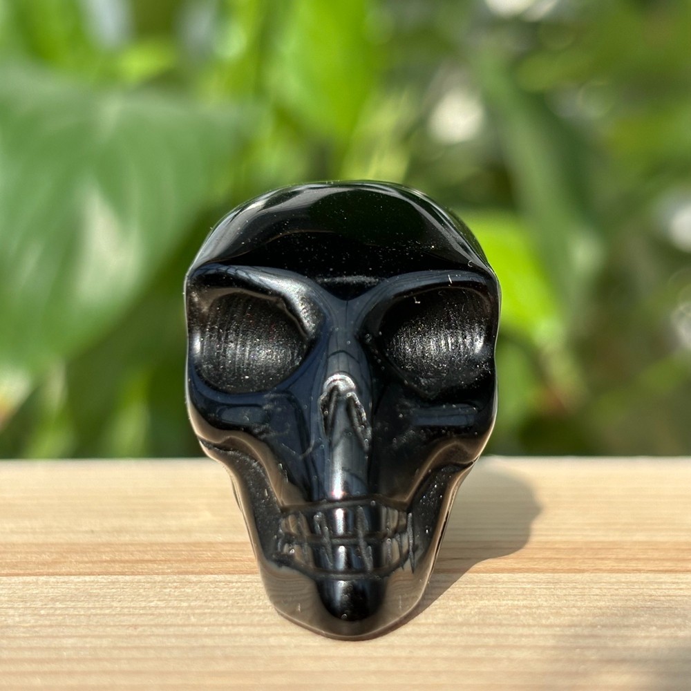 2.3″ Natural obsidian quartz alien skull hand carved crystal reiki healing 1pc