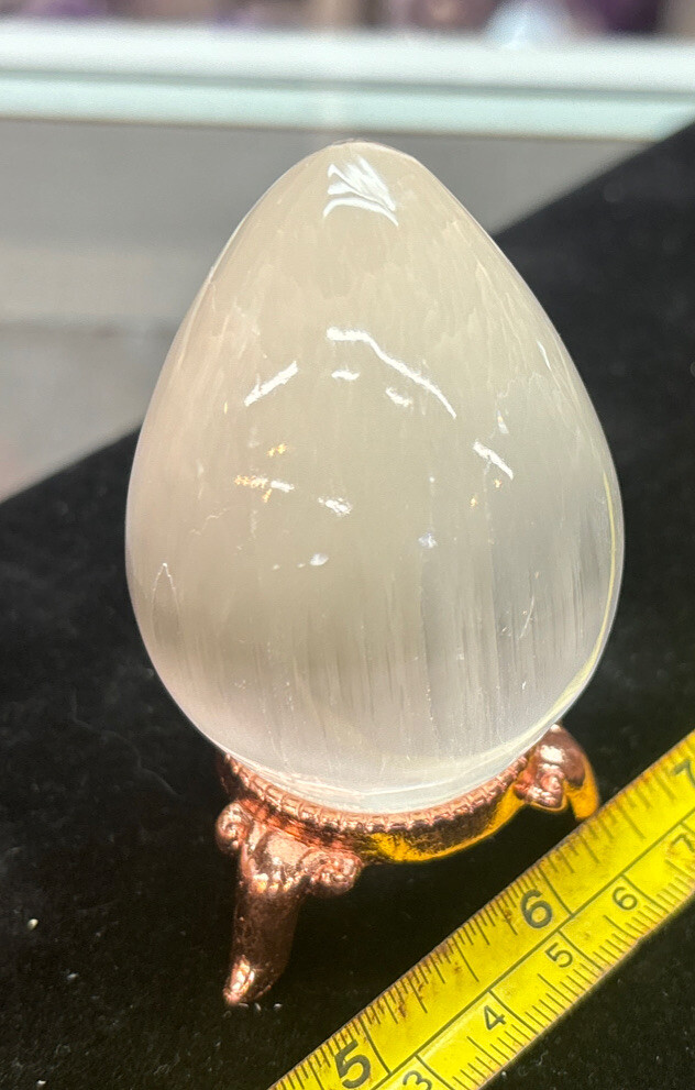 Selenite Polished 3″ Egg with Stand